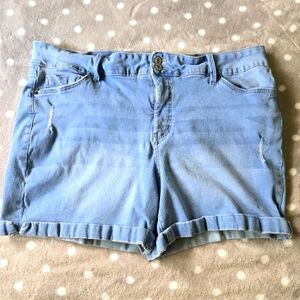 Royalty For Me Plus Size Blue Jean Shorts Cuffed Hem - Size 20